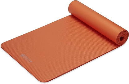 Gaiam Essentials Thick Yoga Mat Fitness & Exercise Mat with Easy-Cinch Yoga Mat Carrier Strap, 72"L x 24"W x 2/5 Inch Thick