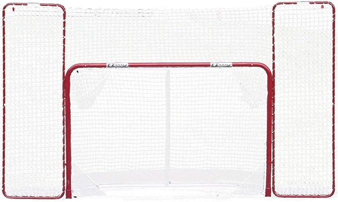 EZGoal Hockey Folding Pro Goal with Backstop and Targets, 2-Inch, Red/White