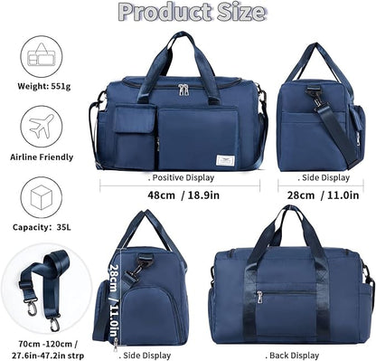 FIORETTO Women's Gym Duffle Bag with Shoes Compartment, 37L Capacity, Ideal for Travel, Gym, Sports, Duffel, Weekender