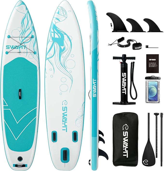 Inflatable Stand Up Paddle Board – Durable SUP for Adults & Youth,33" Wide Blow Up Paddle Board with Paddle, Pump, Backpack,Leash – All Around Stable for All Skill Levels, Carries up to 450 lbs
