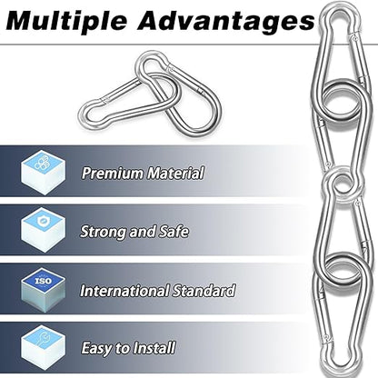 40 PCS 3'' Spring Snap Hook Carabiner, M8 5/16 Inch Galvanized Silver Steel Carabiner Clip, 500LBS Holding Capacity Quick Link Clip Keychain for Hammock Dog Leash & Camping Gym
