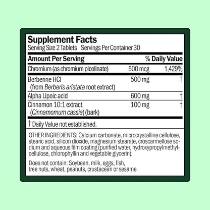Glucose Metabolism & Wellness Supplement with Berberine | Supports Energy Balance & Healthy Weight | Natural Metabolic Health Formula – 60 Tablets