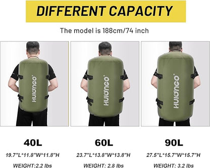 40L/60L/90L Large Waterproof Duffle Bag Backpack for Men, Mens Duffel Backpack Bags for Traveling, Heavy Duty (Green, 60L)