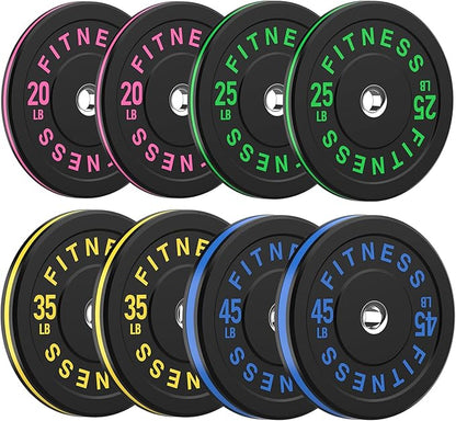 2 Inch Bumper Plates，10-500lbs，Barbell Rubber Olympic Weight Plates Set for Home Gym, Strength Training & Weight Lifting, Multiple Options Colors