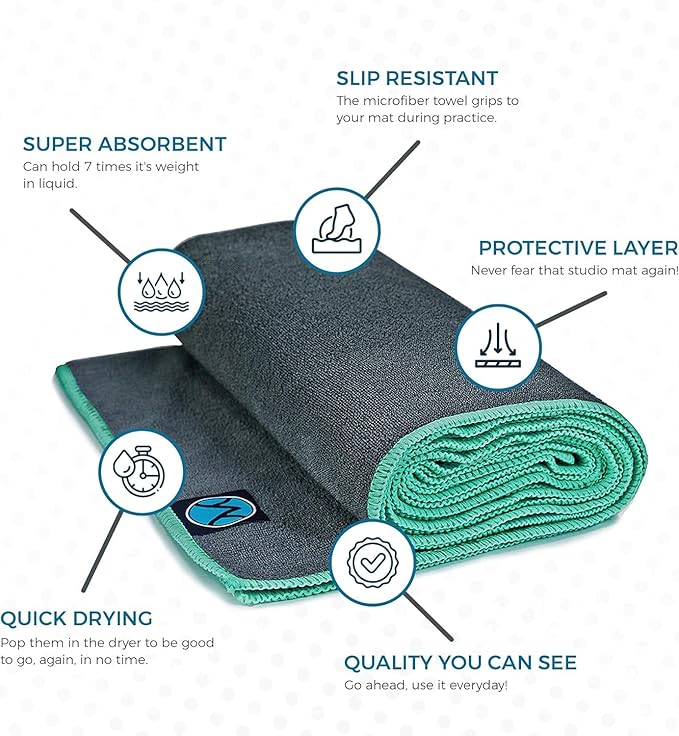 Youphoria Yoga Microfiber Non-Slip Towel - Hot Yoga Mat Towel for Enhanced Grip and Sweat Absorption
