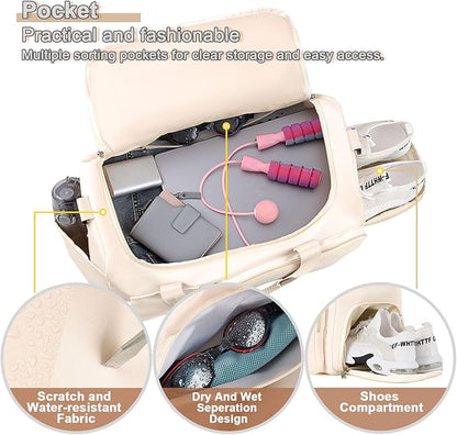 FIORETTO Women's Gym Duffle Bag with Shoes Compartment, 37L Capacity, Ideal for Travel, Gym, Sports, Duffel, Weekender