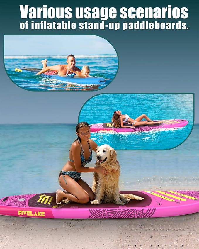 Inflatable Paddle Board 11' x 35'' Wide Stable Design,Stand Up Paddleboard with Sup Accessories Backpack,Pump,Ankle Leash,Adjustable Paddle,Non-Slip Comfort Deck for Adult Youth