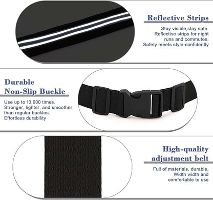 2 Pcs Running Belt for Men and Women, Slim Running Belt, Reflective Waterproof Double Pocket Design, Suitable for Running, Cycling, Mountaineering and Other Sports (Blue, Green)