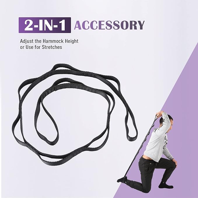 ZELUS Aerial Yoga Swing Sling Strong Yoga Hammock Kit Set Trapeze Inversion Equipment Include 2 Extensions Straps and Ceiling Mounting Kit