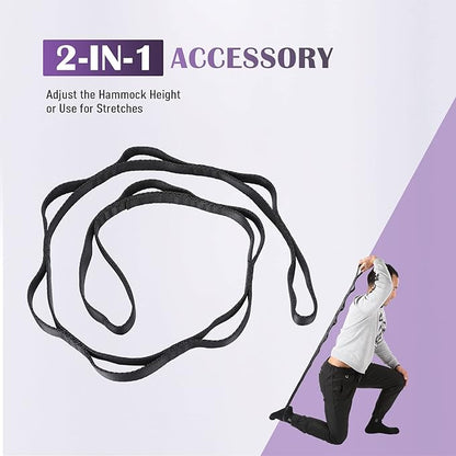 ZELUS Aerial Yoga Swing Sling Strong Yoga Hammock Kit Set Trapeze Inversion Equipment Include 2 Extensions Straps and Ceiling Mounting Kit