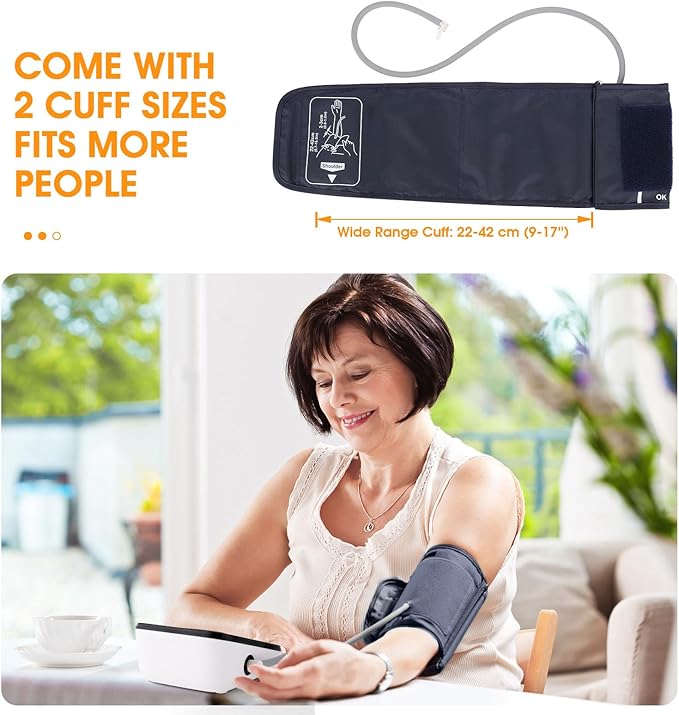 Blood Pressure Machine, Automatic Upper Arm Blood Pressure Monitor with 2x199 readout, 4.5 inch Backlit Large Screen Adjustable Large Cuff 9 to 17 inches - arrhythmia and Home Hypertension Detector