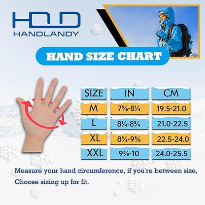 HANDLANDY Waterproof Insulated Work Gloves, 3M Thinsulate Thermal Winter Gloves for Men Women Touch Screen, Warm Ski Snowboard Cold Weather Gloves (Large, Blue)