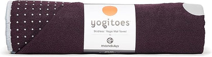 Manduka Yogitoes Yoga Towel – Rubber Grip Dots Non-Slip Bottom, Quick Dry Fitness Towel for Hot Yoga, Pilates, Exercise