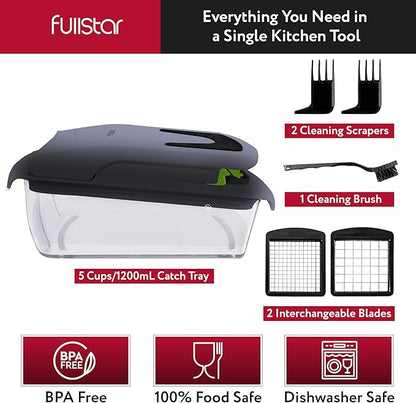 Fullstar The Original Pro Chopper - Vegetable Chopper and Spiralizer, Food Chopper with Container, Fruit Slicer, Kitchen Gadgets & Accessories, Home Essentials (2 in 1, Gray/Green)