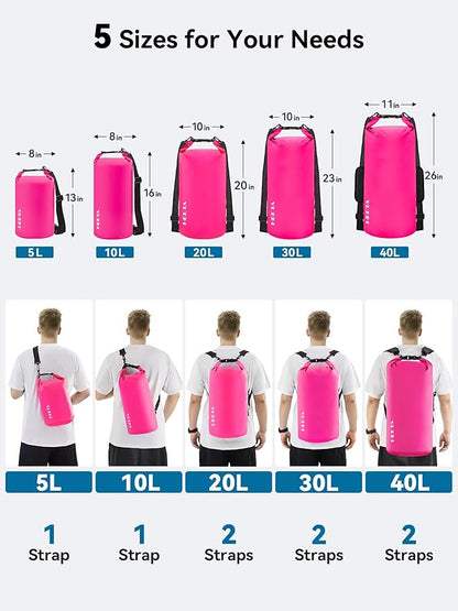 HEETA Waterproof Dry Bag for Women Men(Upgraded Version) 5L/10L/20L/30L/40L Roll Top Lightweight Dry Storage Bag Backpack with Emergency Whistle for Travel, Swimming, Boating, Kayaking, Camping, Beach