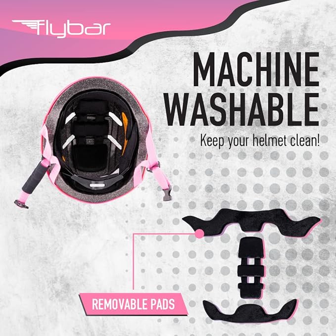 Flybar Bike Helmet- Multi Sport Dual Certified Adjustable Dial, Lightweight Skateboard Helmet, Roller Skating, Pogo, Electric Scooter, Snowboard, Boys and Girls Kids- Adults Helmets