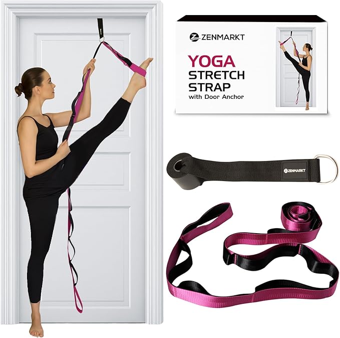 10-Loop Yoga Strap with Door Anchor – Stretch Strap for Flexibility, Deep Stretching, and Improved Balance – Perfect Yoga Accessory for All Fitness Levels