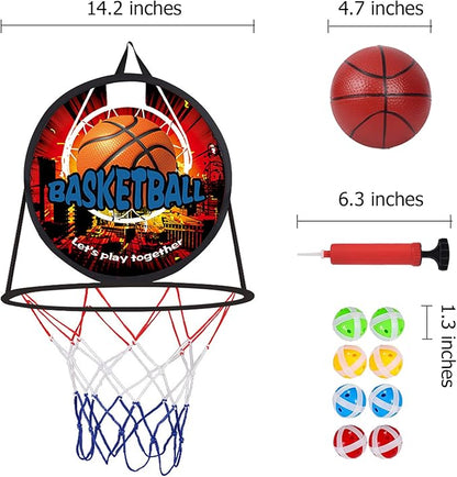 2 in 1 Basketball Hoop and Dart Board, 14" Dart Board for Kids, Basketball Hoop for Kids Toddlers, Sports & Outdoor Play, Birthday Gift Toys for 3 4 5 6 7 8 9 10 Year Old Boys Girls Kids, Party Favors