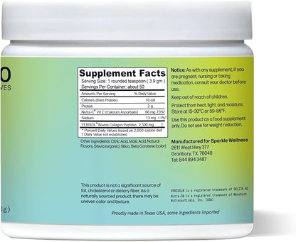 Hydrolyzed Collagen Powder - Sparkle Skin Boost (Tropical Coconut Pineapple) [50-Serves] Verisol Collagen Hydrolysate Protein Powder Vitamin C Paleo Non-GMO Gluten Free Beauty Supplement Drink