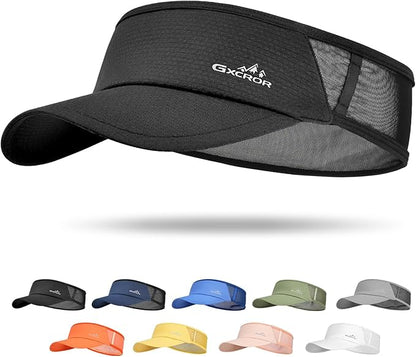 GXCROR Sports Sun Visor Hat Men Women, Lightweight Breathable Quick Dry Sports Sun Hat for Running Golf Tennis