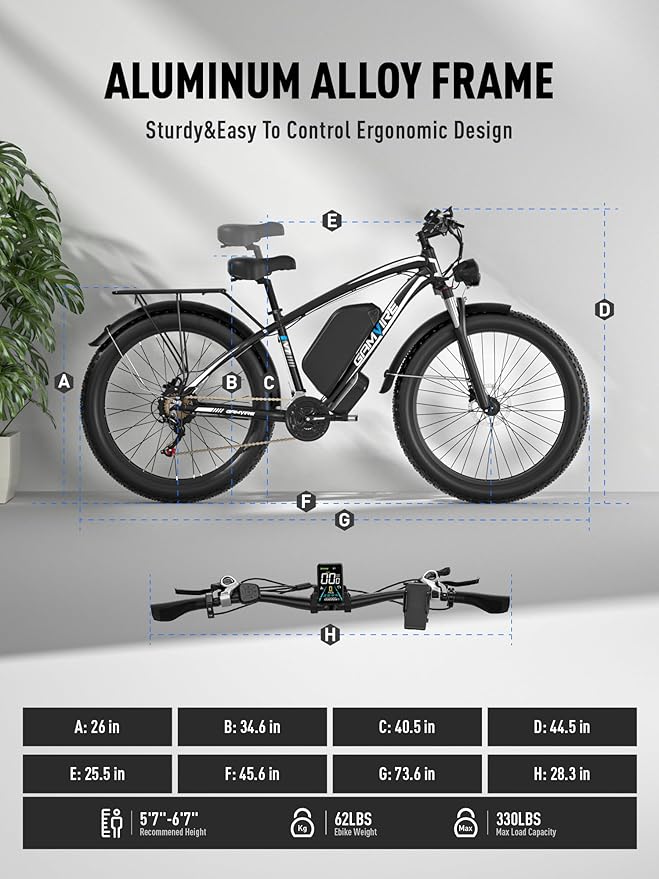 Ebike for Adults Electric, 52V 19.2Ah/32Ah, Peak 2000W/2500W E-Bike, 36/40MPH, 70 Miles/100Miles Long Range, Hydraulic Disc Brake, Off Road Snow Mountain E-Bike, 24"/26" Fat Tire Fast Electric Bicycle