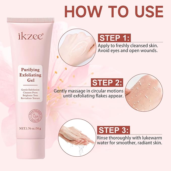Gentle Purifying Exfoliating Gel for improving Skin Tone & Texture, Deas Skin Cells/Pore Dirt/Excess Sebum/Impurities Remover, Hydration, Natural Formula, 1.76 Oz/50 G