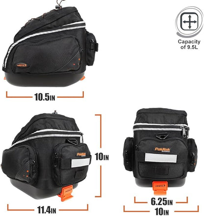 Ibera Bike Bag Mini Commuter 9.5L - Clip-On Bike Rack Bag with Shoulder Strap - Hard Base Reflective Trim Taillight Compatible - Bicycle bag for Folding & Small Bikes, PAKRAK ONLY FOR IBERA MINI RACKS