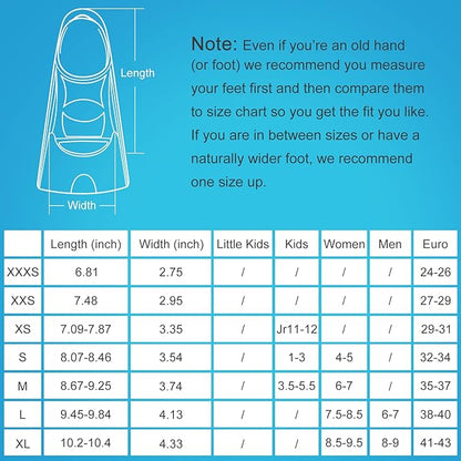 Gintenco Swim Fins, Kids Swim Training Fins for Lap Swimming, Travel Size Flippers with Mesh Bag, Silicone Swimming Fins for Kids Teens Adults Women Men