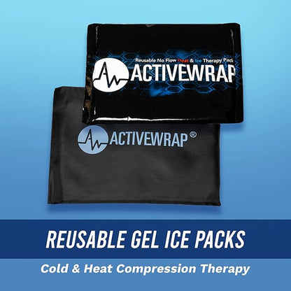 Ice Pack for Injuries Reusable, Hot Cold Packs for Pain Relief, First Aid & Injury Recovery. Individual Pack Cover Included for use in ActiveWrap Hip, Knee or Back Ice Wraps Lg, 10 x 10 inches