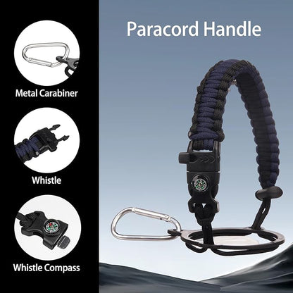 Insulated Water Bottle 64oz,Triple Wall Vacuum Stainless Steel(Dishwasher Safe),Leak Proof & Non-BPA,Flask Jug with Paracord Handle & Straw Spout Lids Sports