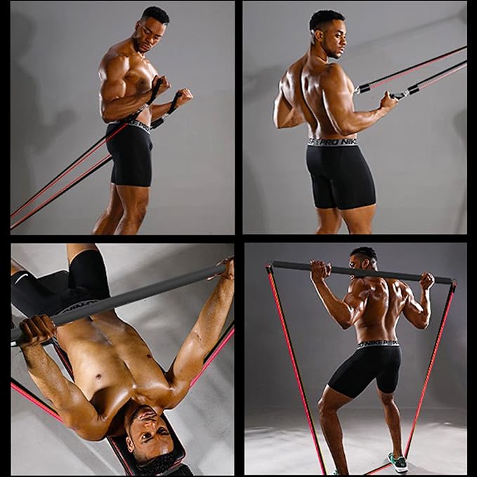 180lb Pilates Bar Kit with Resistance Band(6 x Bands),6 Level