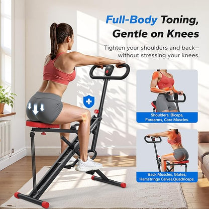 Squat Machine, MERACH R07 2 in 1 Squat Rowing Machine, Easy Setup & Foldable Exercise Equipment, Glute Trainer Machine, Glutes & Leg Home Workout Machine