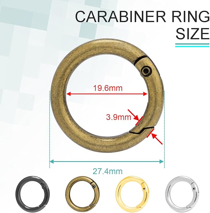12 Pack Assorted Metal Round Carabiner Clip, 3/4 Inch Trigger Spring O Rings, Spring Snap Clip Hooks for Replacement Purse Strap Ring, Paracord Lanyard Clips, Keychain Rings Hardware DIY Crafts Making