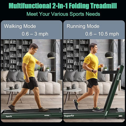 GYMAX Walking Pad, 4.75HP Under Desk Treadmill with LED Touch Screen, App Control, Built-in Speaker & Handle, 2 in 1 Folding Compact Portable Treadmill for Home Small Space