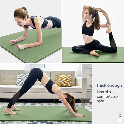 Thick Yoga Mat Non Slip, Large Size 72" L x 32" W x 0.6" TH, Premium Exercise & Fitness Mat with Carrying Strap and Bag, Workout Mats for Home