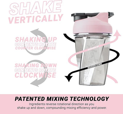 HELIMIX 1.5 Vortex Blender Shaker Bottle Holds Upto 20oz | No Blending Ball or Whisk | USA Made | Portable Pre Workout Whey Protein Drink Shaker Cup | Mixes Cocktails Smoothies Shakes | Top Rack Safe