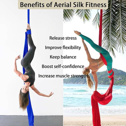 15/25 Yards Aerial Silk Professional Indoor Aerial Yoga Hammock Fabric Outdoor Fitness Silk for Dance, Circus Training, Home Gym