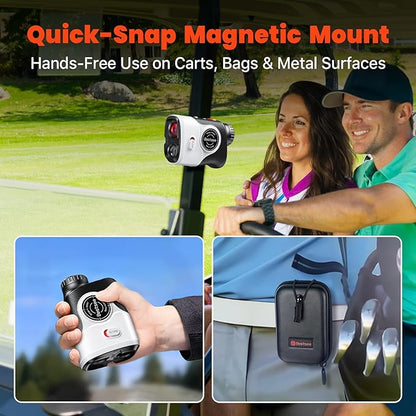 Golf Laser Rangefinder with Slope, 1500Y Range Finder, 0.3s Flagpole Locking Vibration, 7X Magnification, Magnet Stripe, 85% Transmission Lens for Golfing/Hunting, Golf Accessories for Men