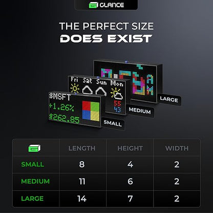 Glance LED Ticker - Customizable LED Display Sports Ticker, LED Display for Man Cave, Stock Market Ticker Display, Sports Score Retro Smart Pixel Display, Weather Display - 8"x4" Made in USA