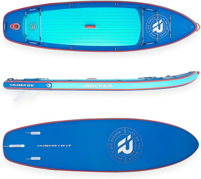 iROCKER Cruiser 7.0 Inflatable Stand Up Paddle Board Premium SUP and Accessories - Beginner Friendly - Extra Wide Base - Tandem Capable