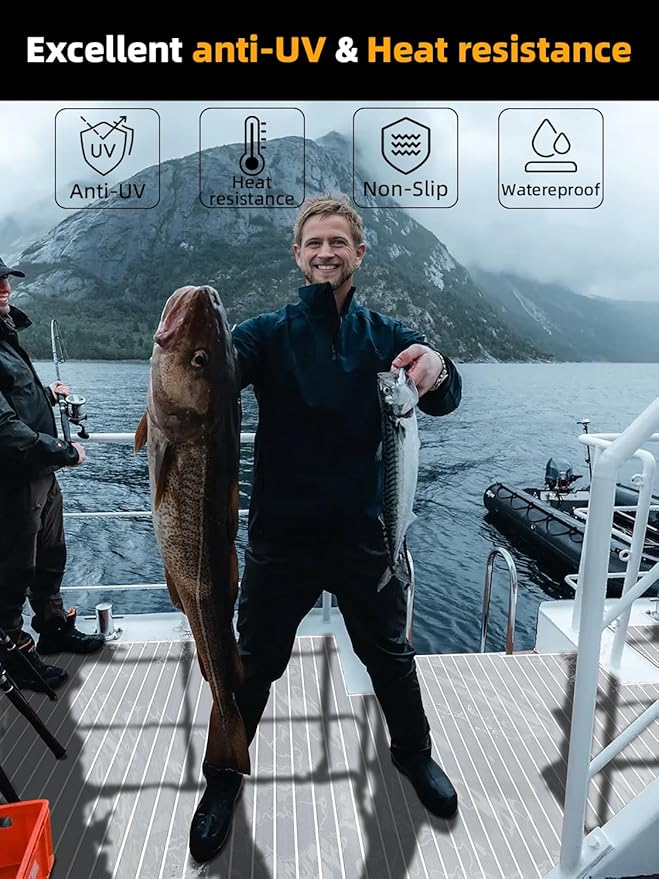 FOCEAN Boat Flooring EVA Foam Boat Decking Faux Teak Marine Flooring Boat Mat Boat Carpet Sheet for Motorboat RV Yacht Kayak Surfboard, 94.5"x 47.2"/35.4"/23.6"/15.7"