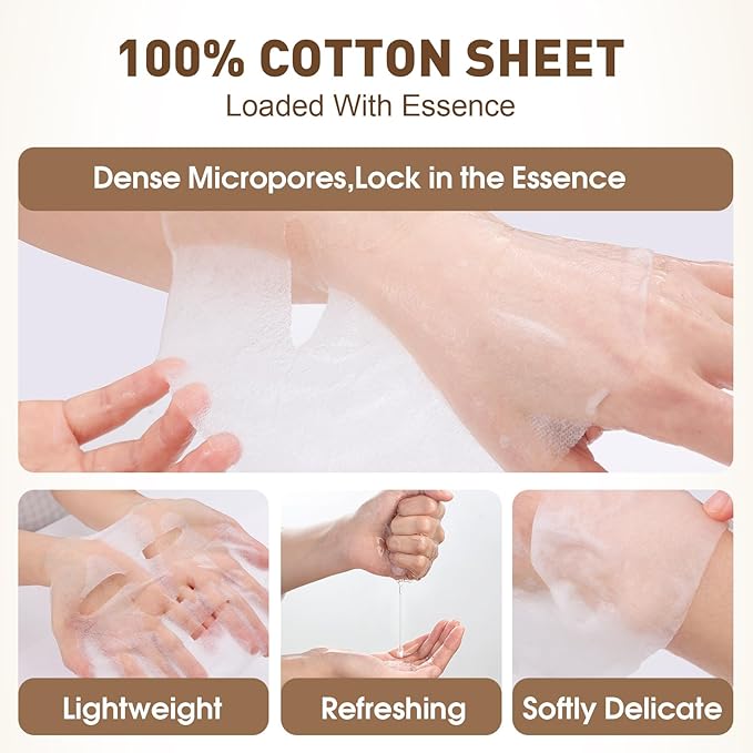 120 Pack Collagen Essence Sheet Face Masks Skincare, Moisturizing & Hydrating Face Mask for Skin Care, Bulk Face Masks for All Skin Types, Spa Party Gifts for Women (12 Types x 10 Pcs)