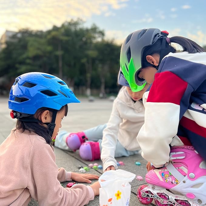 Kids Bike Helmet,Bavilk Kids Boys Girls Bike Helmets with LED Light Detachable Visor Children Youth Teen Multi-Sport for Skating Cycling Scooter Skateboard Adjustable & Lightweight 19.7"-22.4"