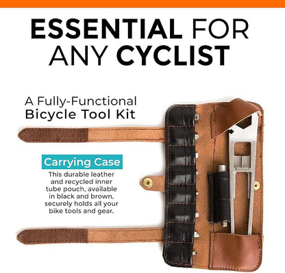 FULL WINDSOR -The Nutter Bicycle Multi Tool–Portable Cycling Repair Kit for MTB, Road & Dirt Bikes – Includes Spanner, Magnetic Bit, Tire Levers & Bottle Opener–Compact Brown Case for On-the-Go Fixes