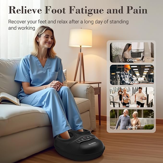 FSA Foot Massager with Heat and Remote - HSA Eligible, Feet Massager for Plantar Fasciitis & Neuropathy, Shiatsu Deep Kneading for Foot Pain Relief, Gifts for Mom Dad, Fits Up to Size 13