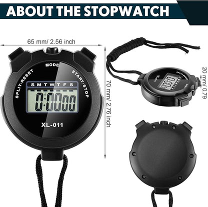 Kanayu 28 Pcs Multi Function Digital Stopwatch Timer Bulk Sports Stopwatch with Lanyard Date Time Alarm Timer for Coach Swimming Running Sports Train