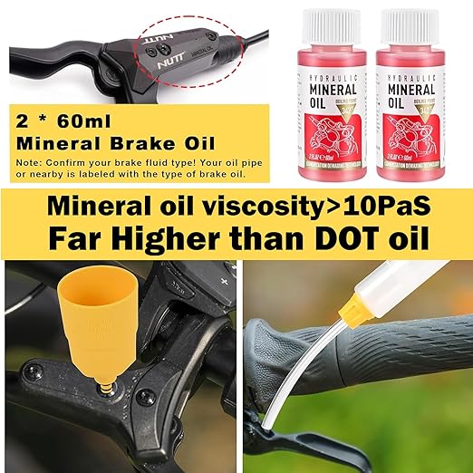 Brake Bleed Kit for Shimano, TEKTRO, TRP, SRAM/MAGURA/Formula/Hope, Hydraulic MTB Brake Bleed Kit for Shimano with M4-M7 Adapter, High Performance Mineral Oil Brake Fluid (2 * 60ml)