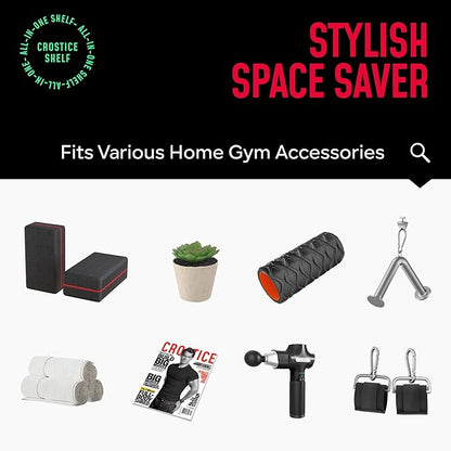 2-Tier Floating Shelf Compatible with Tonal Accessories, Home Gym Storage Shelf, Gym Rack Wall Mount Organizer, Workout Metal Holder, T-Bracket Lock Adapters Hanger, US Patent Holding