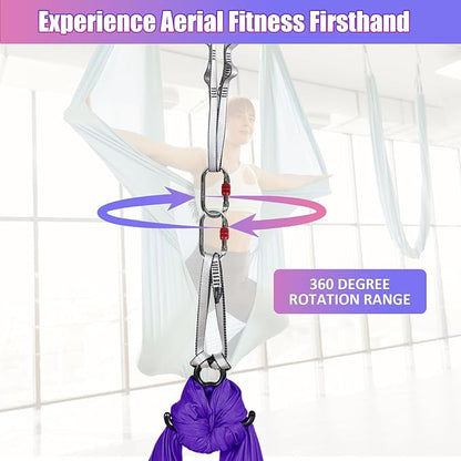 Aerial Silks Kit & Aerial Yoga Hammock - 11Yd Premium Fabric Hardware - Easy Setup for Flying Yoga, Aerial Swing & Fitness - Supports Up to 14ft Rigging