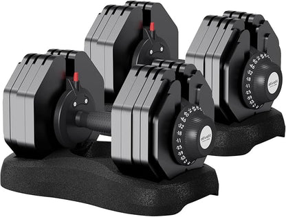 Ativafit 27.5/66/88LBS Pair Adjustable Dumbbell Set with Anti-slip Handle 12 In 1 Quick Dial Adjustment Weights With Safety Locking Button Space Saving Strength Training for Full Body Home Gym Workout